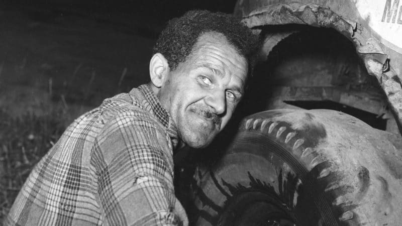 1950s: Wendell Scott works on one of his Modified stock cars in the 1950s. Scott would go on to run 495 NASCAR Cup races and is the only African-American driver to win a Cup race. (Photo by ISC Images & Archives via Getty Images)