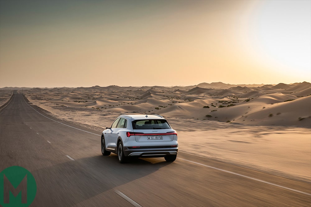 Audi e-tron on the road