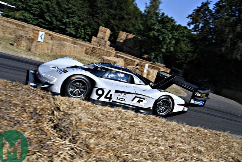 Romain Dumas in the electric Volkswagen I.D. R Pikes Peak car sets a stunning mark at the 2018 Goodwood Festival of Speed