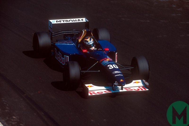 Heinz-Harald Frentzen in the Sauber on the way to third place in the 1995 Italian GP