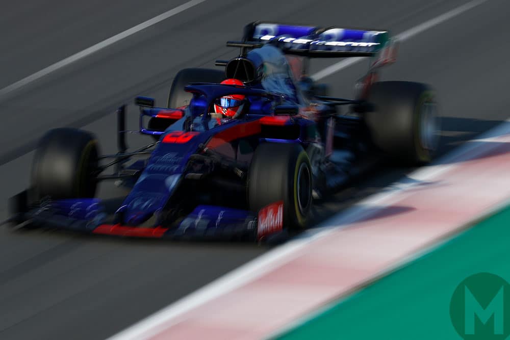 Daniil Kvyat in the Toro Rosso in day 3 Barcelona testing 2019