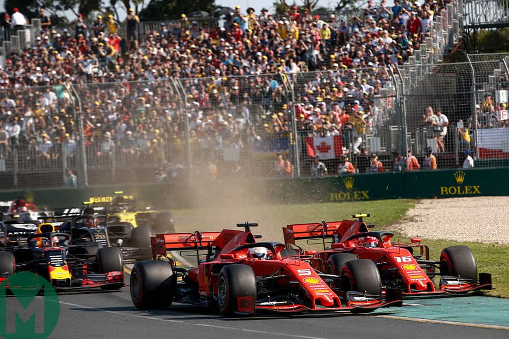Australian F1 Grand Prix start Ferraris