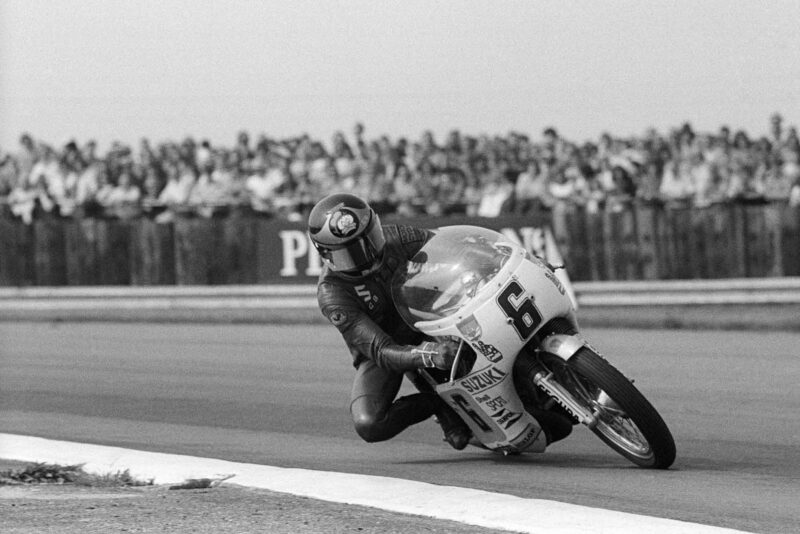 Barry Sheene on his Yamaha at 1973 British Grand Prix Silverstone