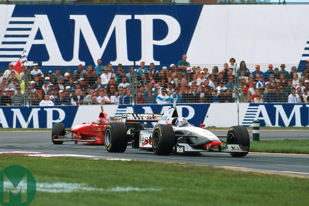 David Coulthard's McLaren and Michael Schumacher's Ferrari