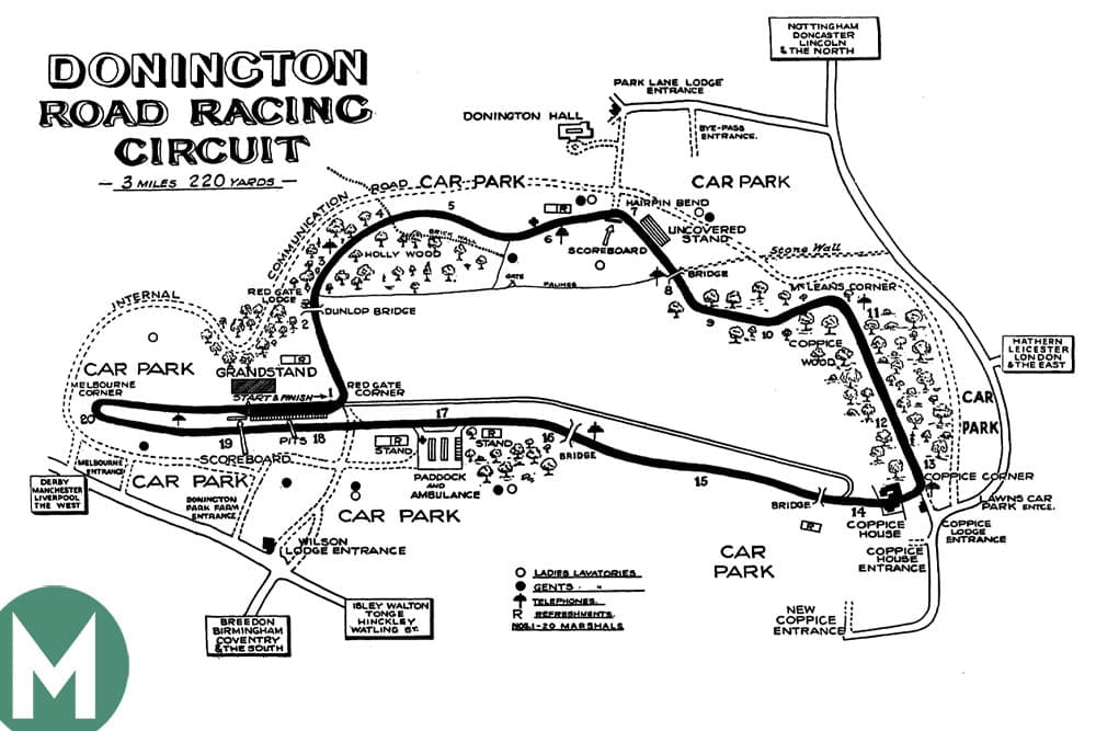 Donington Park pre war map