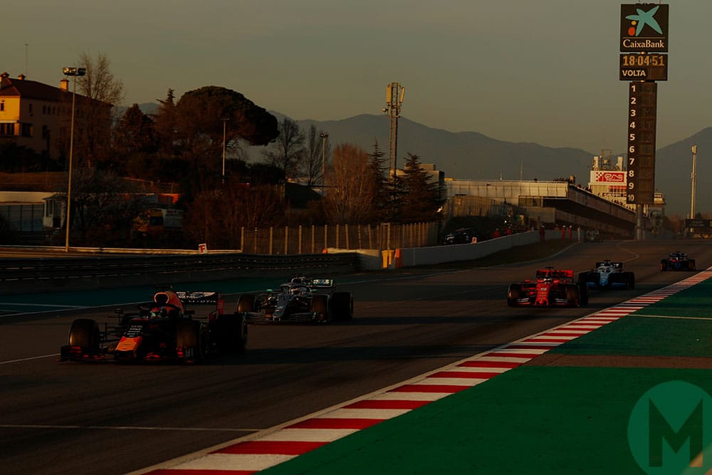 Pierre Gasly, Valtteri Bottas and Sebastian Vettel in 2019 Barcelona testing