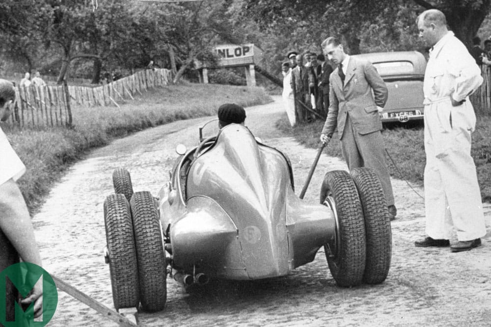 Jean-Pierre Wimille in the Works 59/50B Bugatti at Prescott in 1939