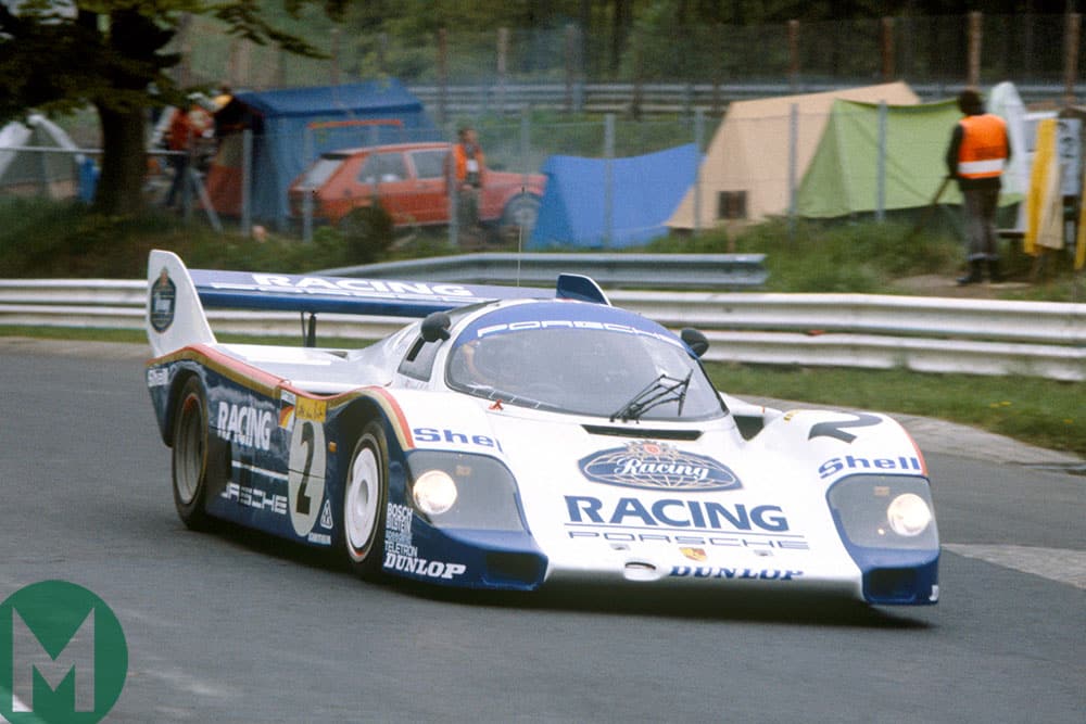 Stefan Bellof in a Porsche 956 at the Nurburgring in 1983