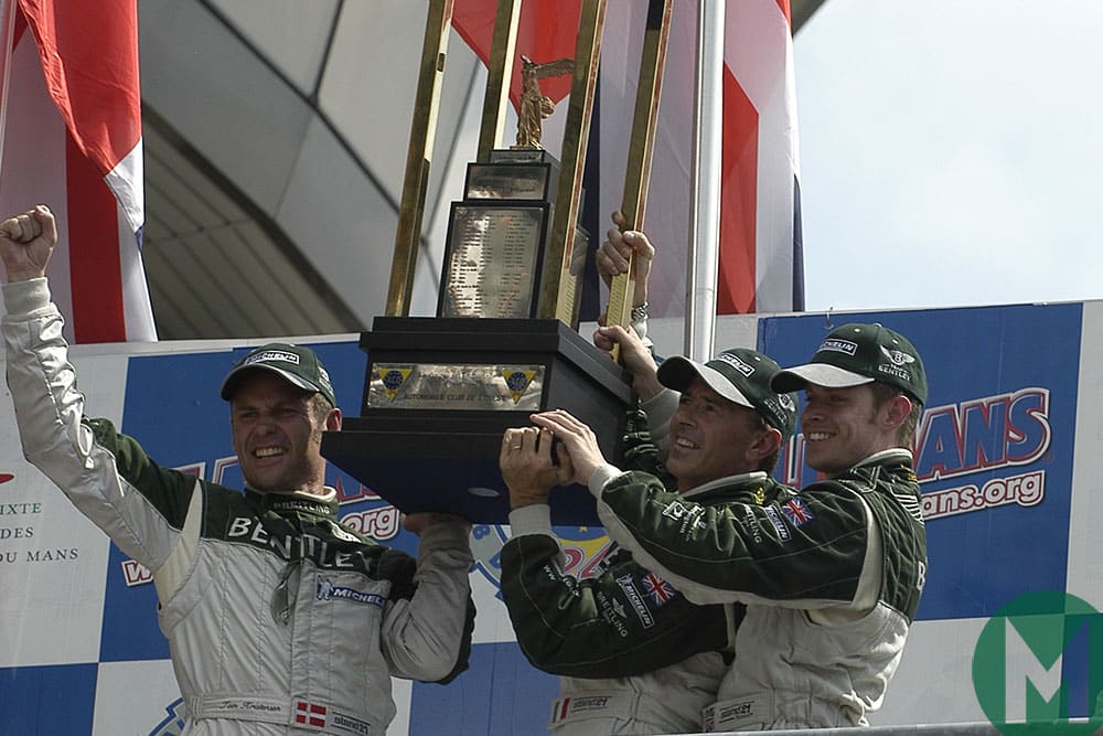 Kristensen, Smith and Capello celebrate 2003 Le Mans victory