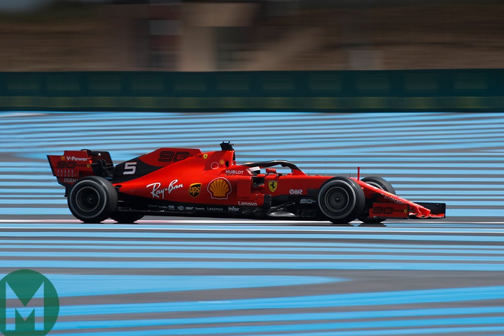 Vettel on his own on the track at the 2019 French Grand Prix
