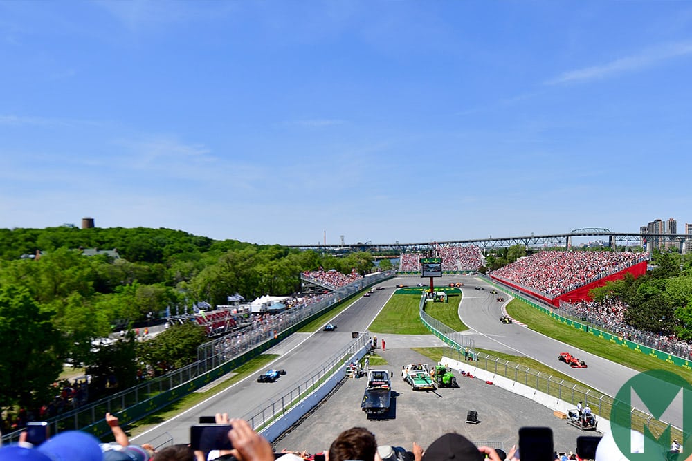 First lap of the 2019 Canadian Grand Prix at the hairpin