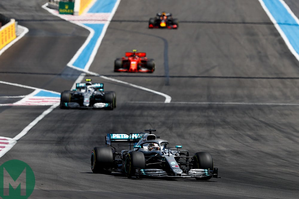 Four leading drivers with steady gaps at the 2019 French Grand Prix