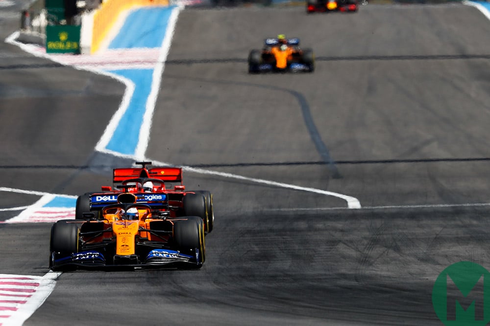 Sebastian Vettel behind Carlos Sainz at the 2019 French Grand Prix