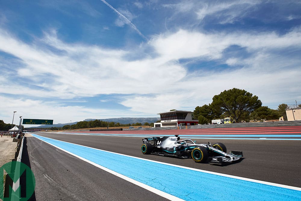 Lewis Hamilton with a large lead at the 2019 French Grand Prix