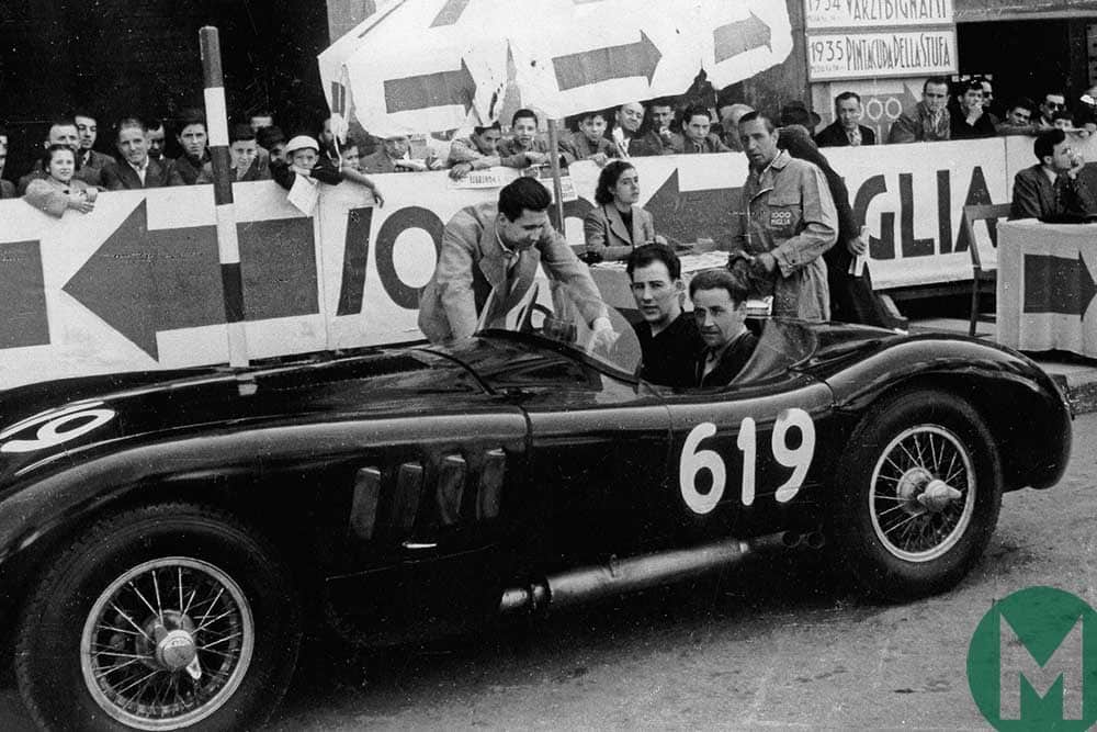 Norman Dewis and Stirling Moss at the 1952 Mille Miglia