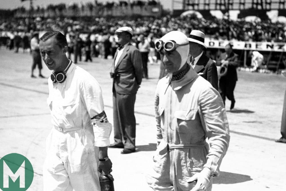 Rene Dreyfus and Louis Chiron at Montlhery in 1935