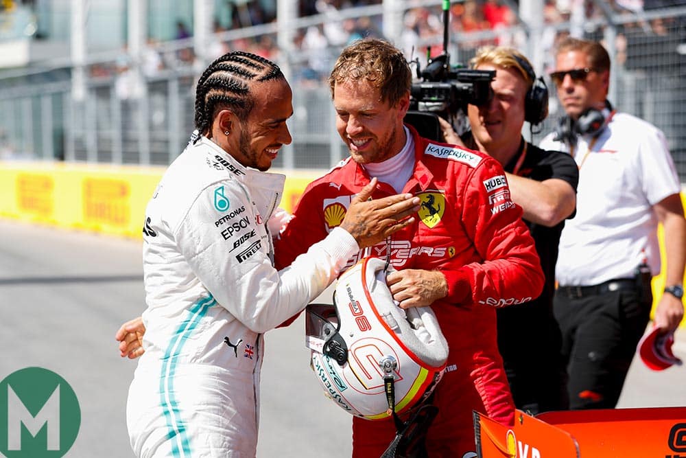 Hamilton and Vettel after 2019 Canadian Grand Prix qualifying