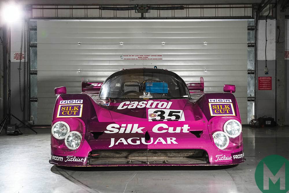 Jaguar XJR-12 in pit garage