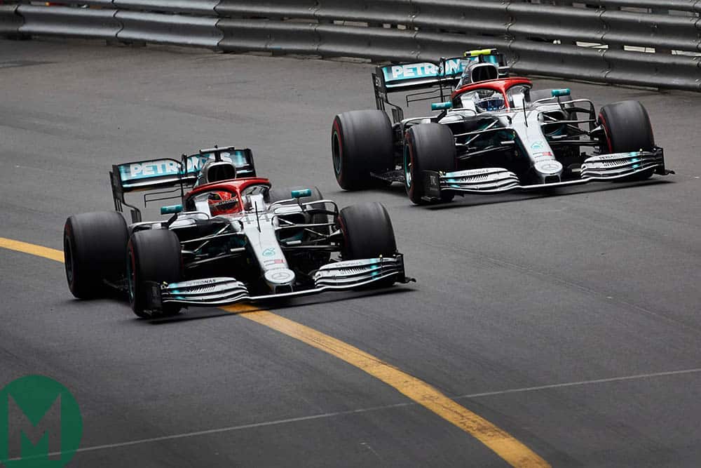 Hamilton and Bottas at the 2019 Monaco Grand Prix
