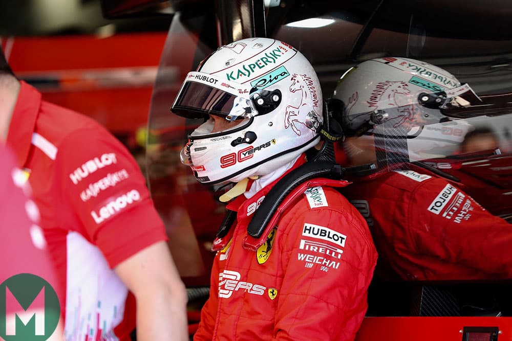 Vettel with helmet on Saturday at the 2019 French Grand Prix
