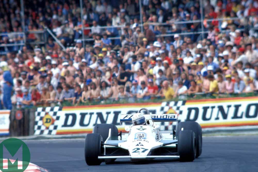 Alan Jones in the Williams during the 1979 British Grand Prix