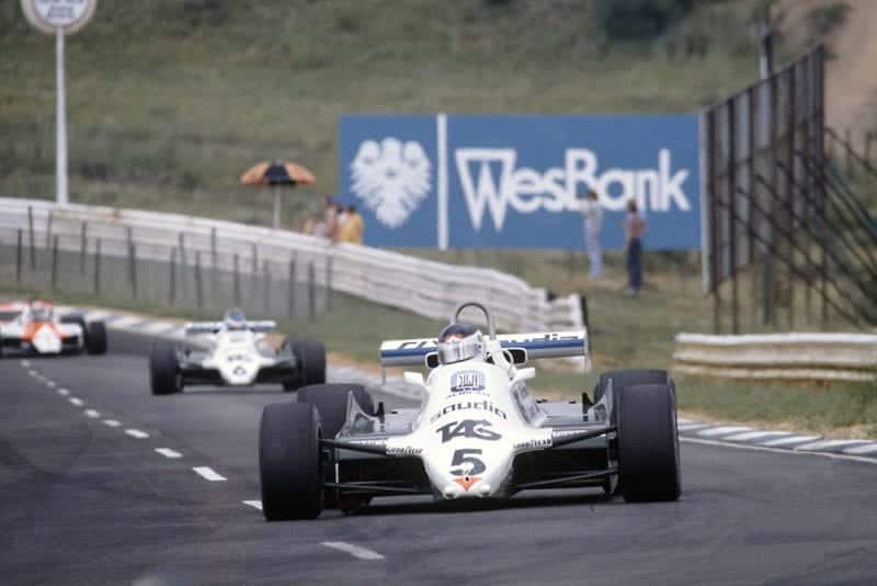 Carlos Reutemann leads Keke Rosberg (both Williams FW07C-Ford Cosworth) and John Watson (McLaren MP4/1B-Ford Cosworth). They finished in 2nd, 5th and 6th positions respectively.