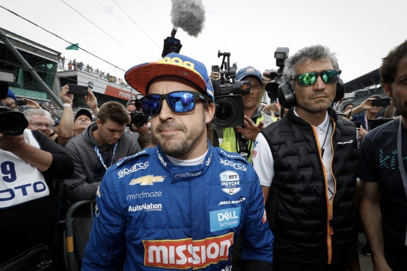 Fernando Alonso learns that he is out of the 2019 Indy 500 with Mclaren