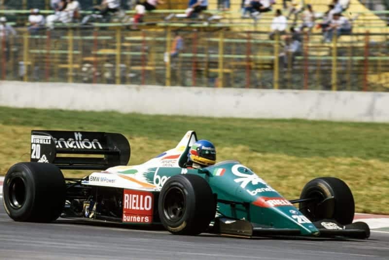 Gerhard Berger in his Benetton B186 BMW at the 1986 Mexican Grand Prix