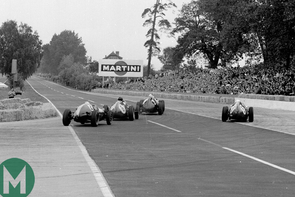 Bonnier, Gurney, Hill and McLaren set off on one of AVUS's lengthy straights