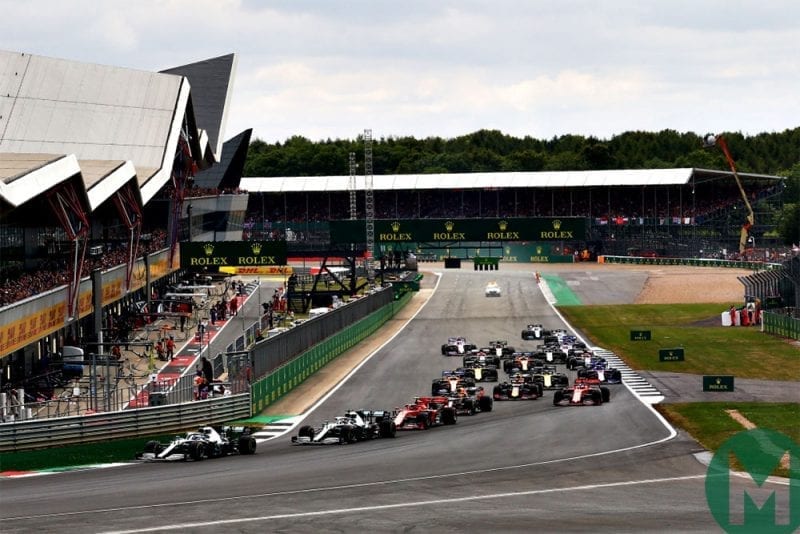 Valtteri Bottas leads the grid at the start of the 2019 British Grand Prix