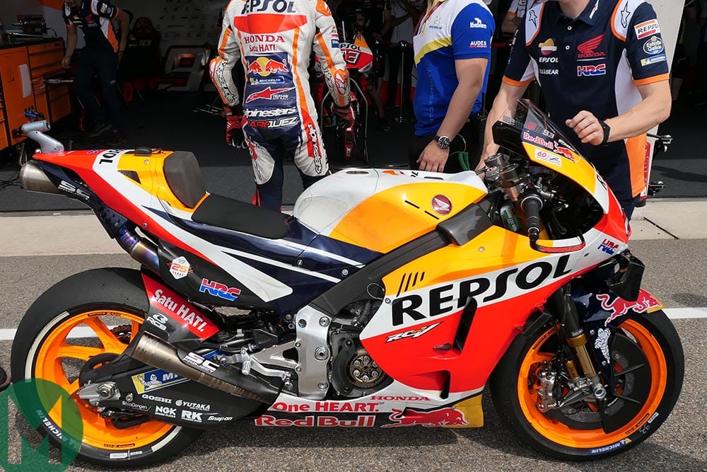 Honda's carbon-coated frame at the Sachsenring
