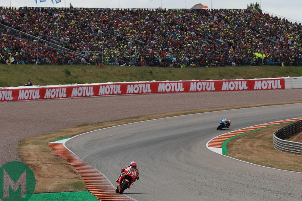 Marc Marquez leading with a large gap at the 2019 MotoGP German Grand Prix