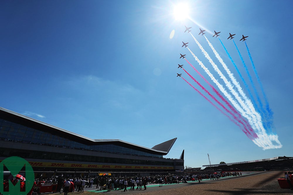Red Arrows over Silverstone at the British Grand Prix