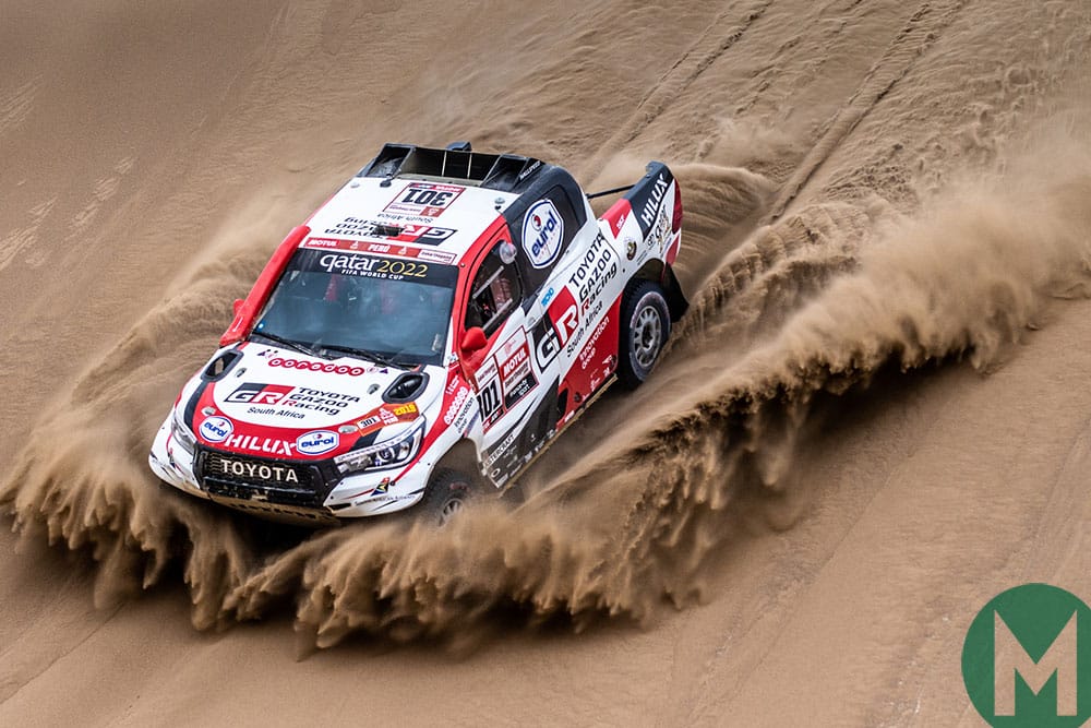 Nasser Al-Attiyah in a Toyota Hilux on the way to winning the 2019 Dakar Rally