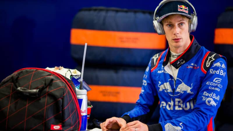 Brendon-Hartley-in-Toro-Rosso-pit-garage