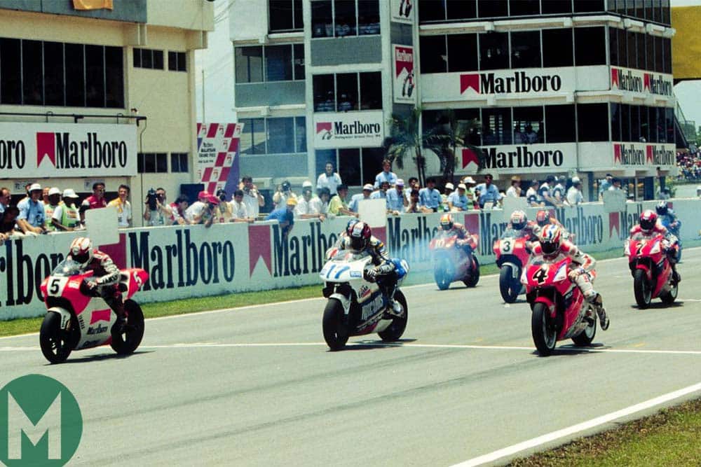 Mick Doohan gets off the line at the Malaysian GP in 1994