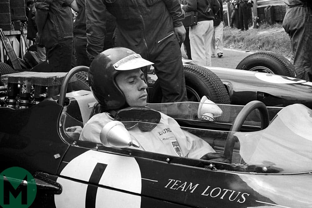 Jim Clark in his Lotus at the 1964 British Grand Prix