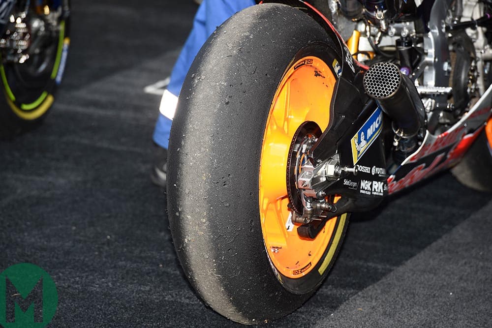 Marc Marquez tyre after the 2019 MotoGP British Grand Prix