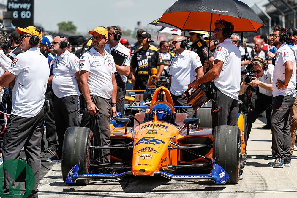 Fernando Alonso in the McLaren entry at the 2019 Indianapolis 500