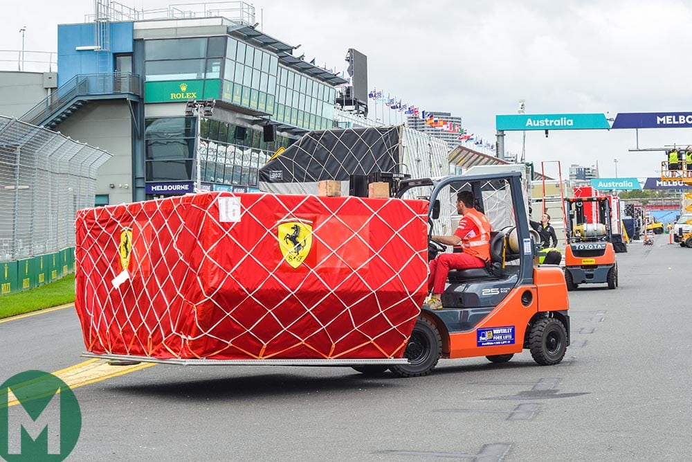 Ferrari unpacking at the 2018 F1 Australian Grand Prix