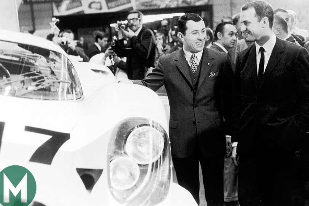Ferdinand Piech at the 1969 Geneva Motor Show next to the newly-unveiled Porsche 917