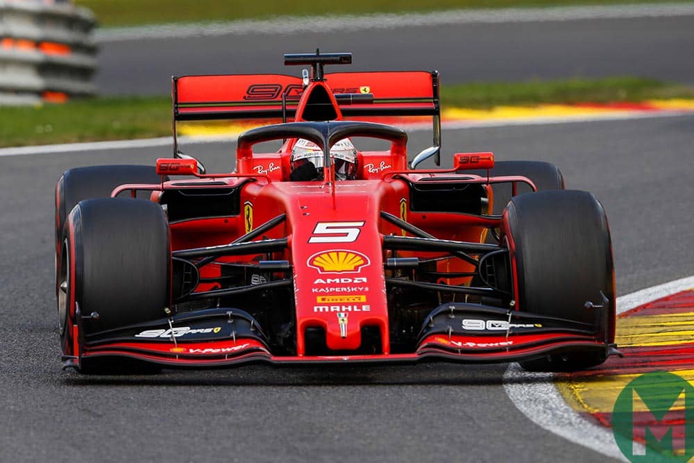 Sebastian Vettel on soft tyres at the 2019 Belgian Grand Prix