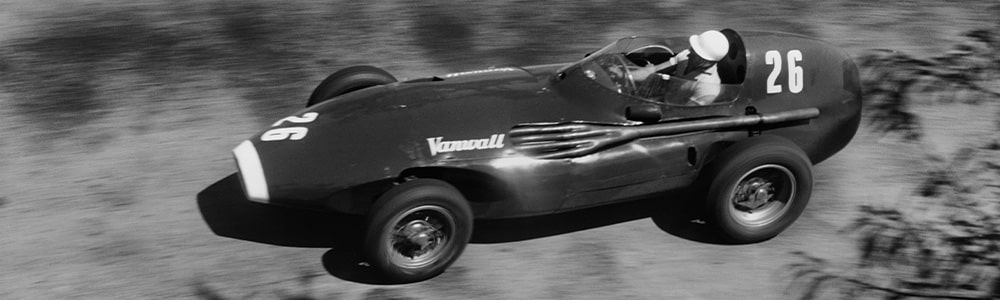 Stirling Moss in his Vanwall during the 1957 Pescara Grand Prix