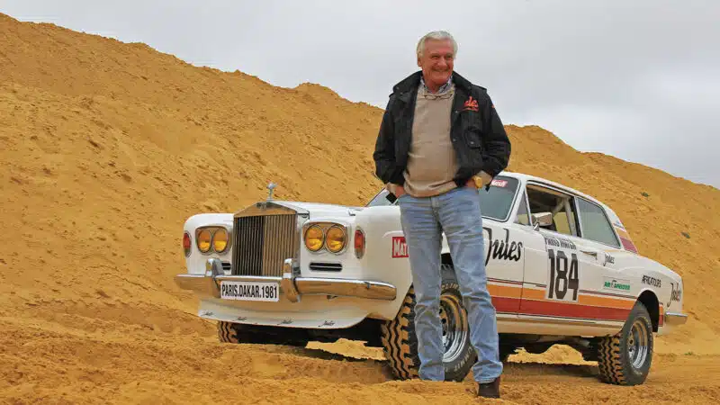 Thierry de Montorge with Rolls Royce Dakar car