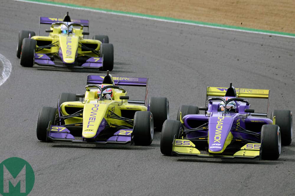 Jamie Chadwick battles Alice Powell at the W Series Brands Hatch finale