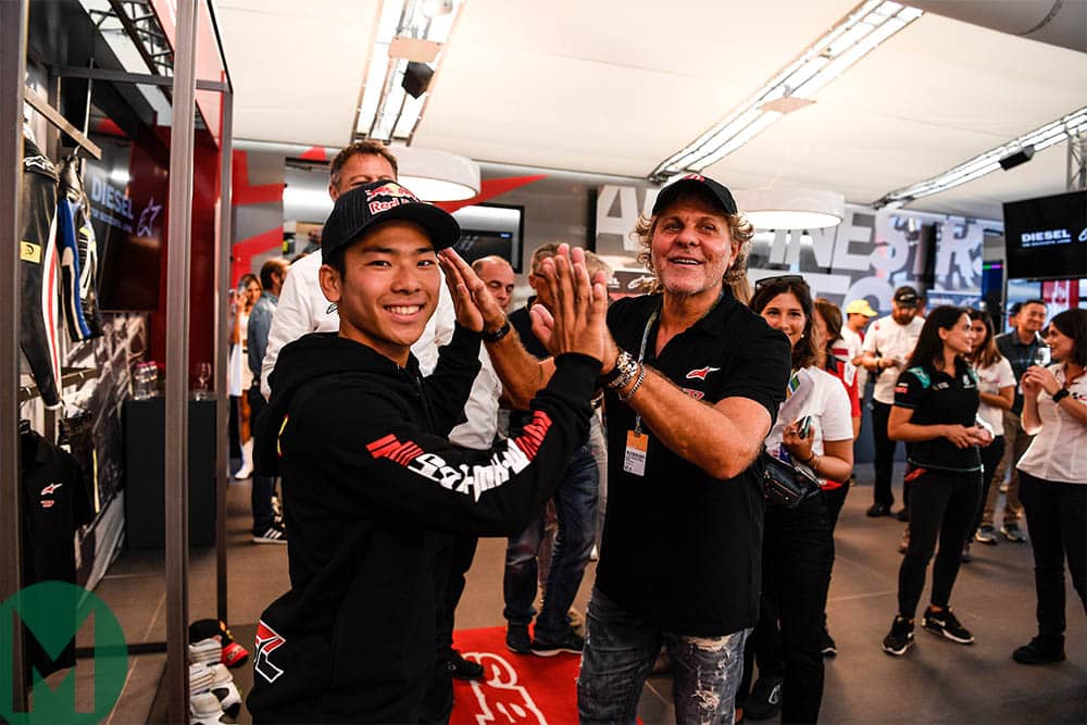Diesel's Renzo Rossi with Moto3 rider Ayumu Sasaki