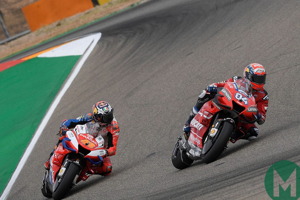 Jack Miller follows Andrea Dovizioso at the 2019 Aragon MotoGP Grand Prix