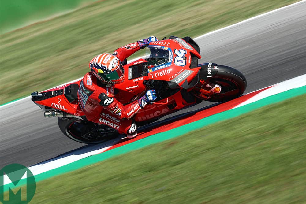Andrea Dovizioso riding his Ducati at Misano