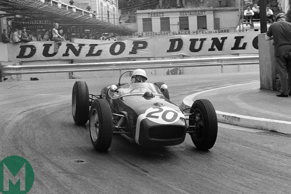 Stirling Moss driving at the 1961 Monaco Grand Prix