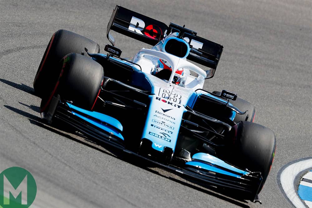 George Russell in the Williams during 2019 German Grand Prix FP1